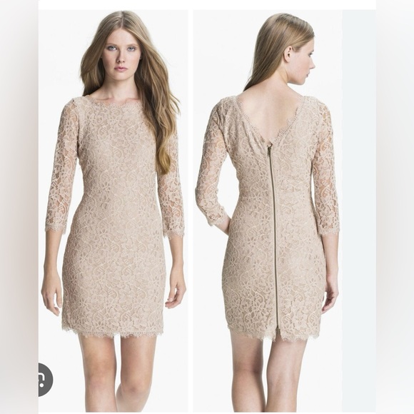 Elegant Diane Von Furstenburg nude lace dress - Picture 1 of 11